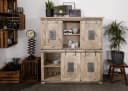 Massivmoebel24 Highboard RAILWAY Eiche massiv beige Industrial Look Bild 3