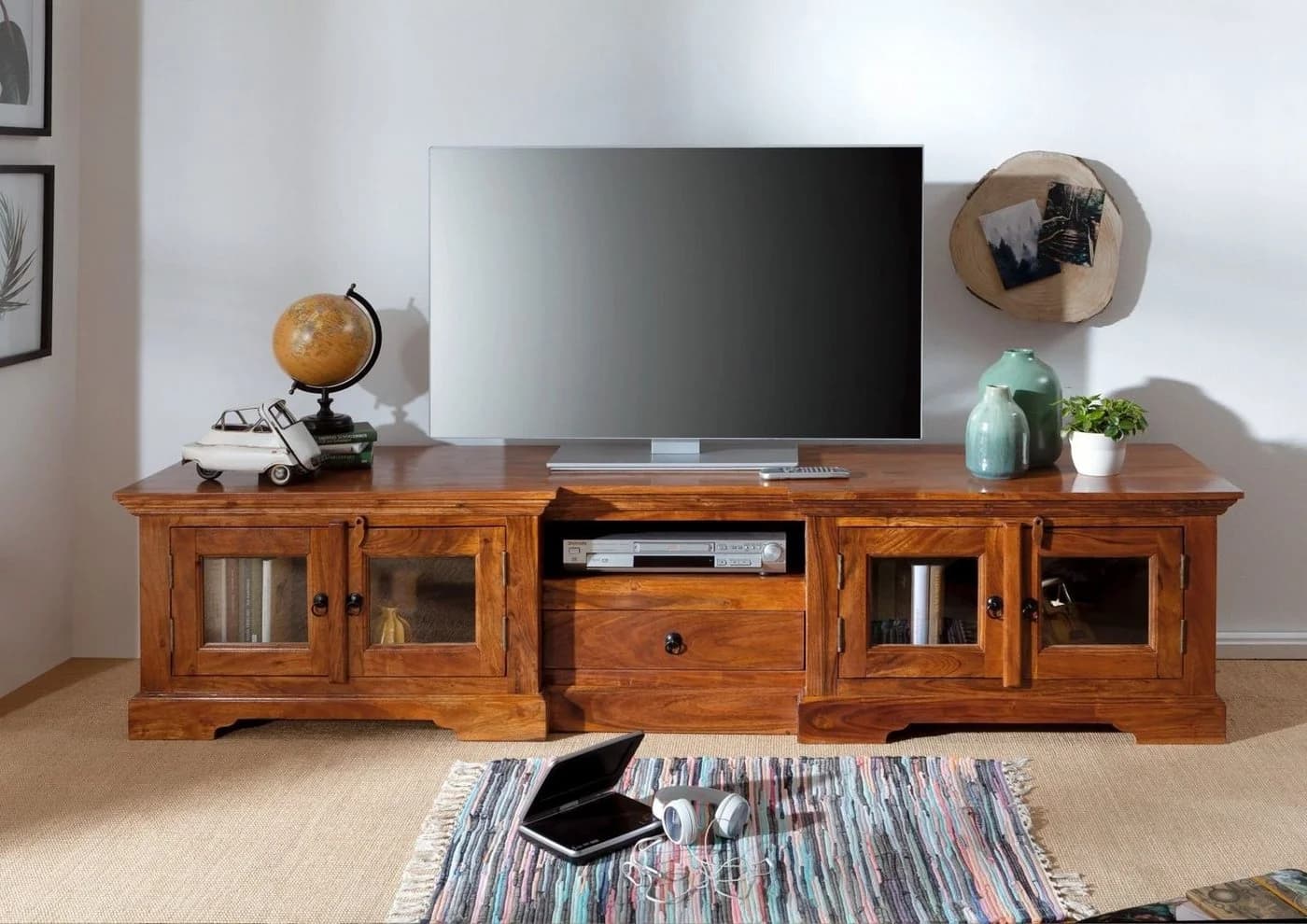 Massivmoebel24 TV-Board OXFORD Akazie massiv hellbraun lackiert - Bild 3