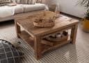 Massivmoebel24 Couchtisch Teak 90x90x45 cm Beige Unbehandelt Bild 1