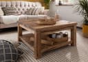 Massivmoebel24 Couchtisch Teak 90x90x45 cm Beige Unbehandelt Bild 2