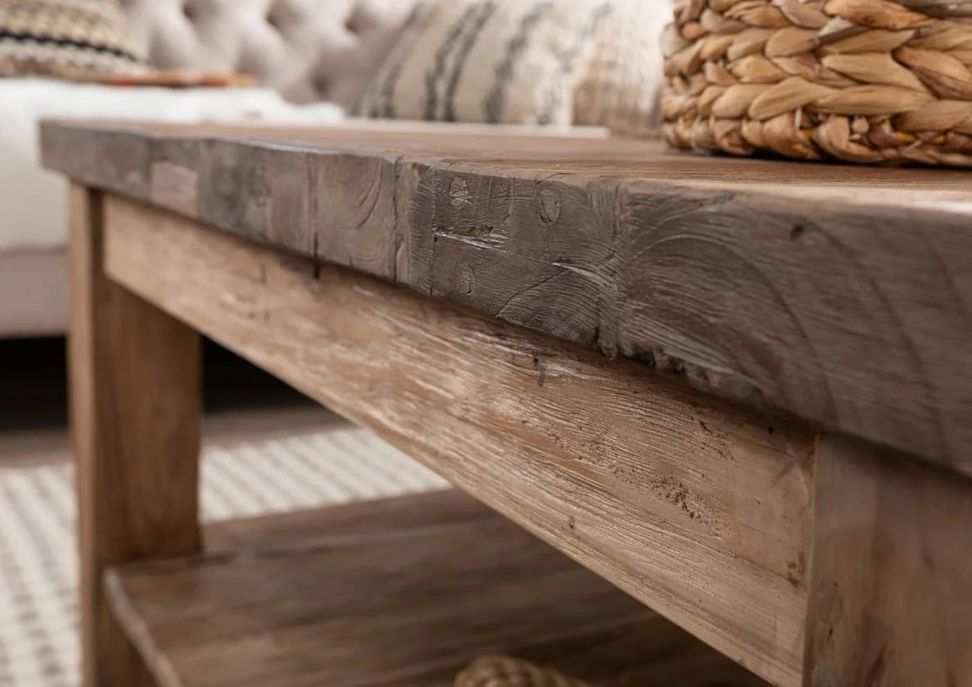 Massivmoebel24 Couchtisch Teak 90x90x45 cm Beige Unbehandelt - Bild 5