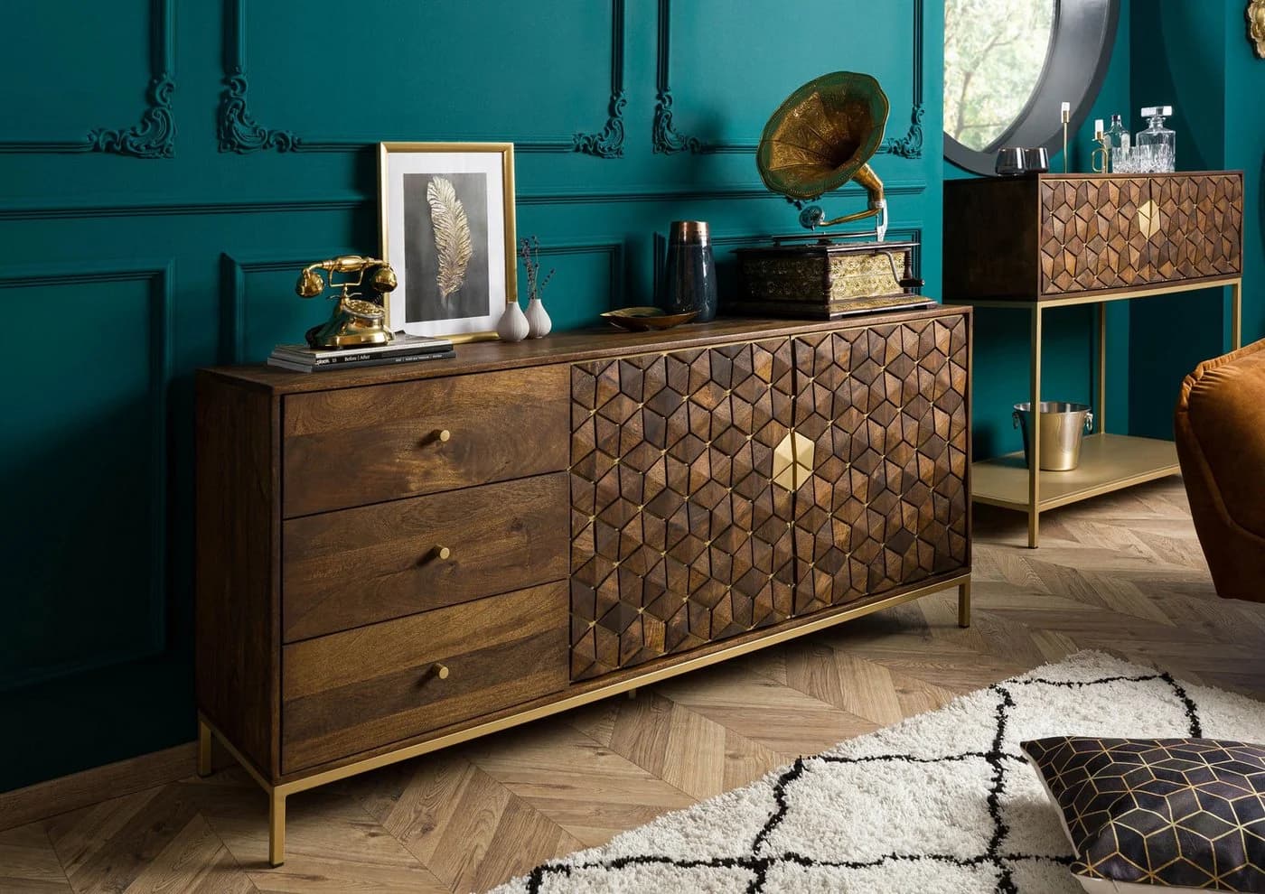 Massivmoebel24 Sideboard DIAMOND Mango Massivholz braun geölt - Bild 3