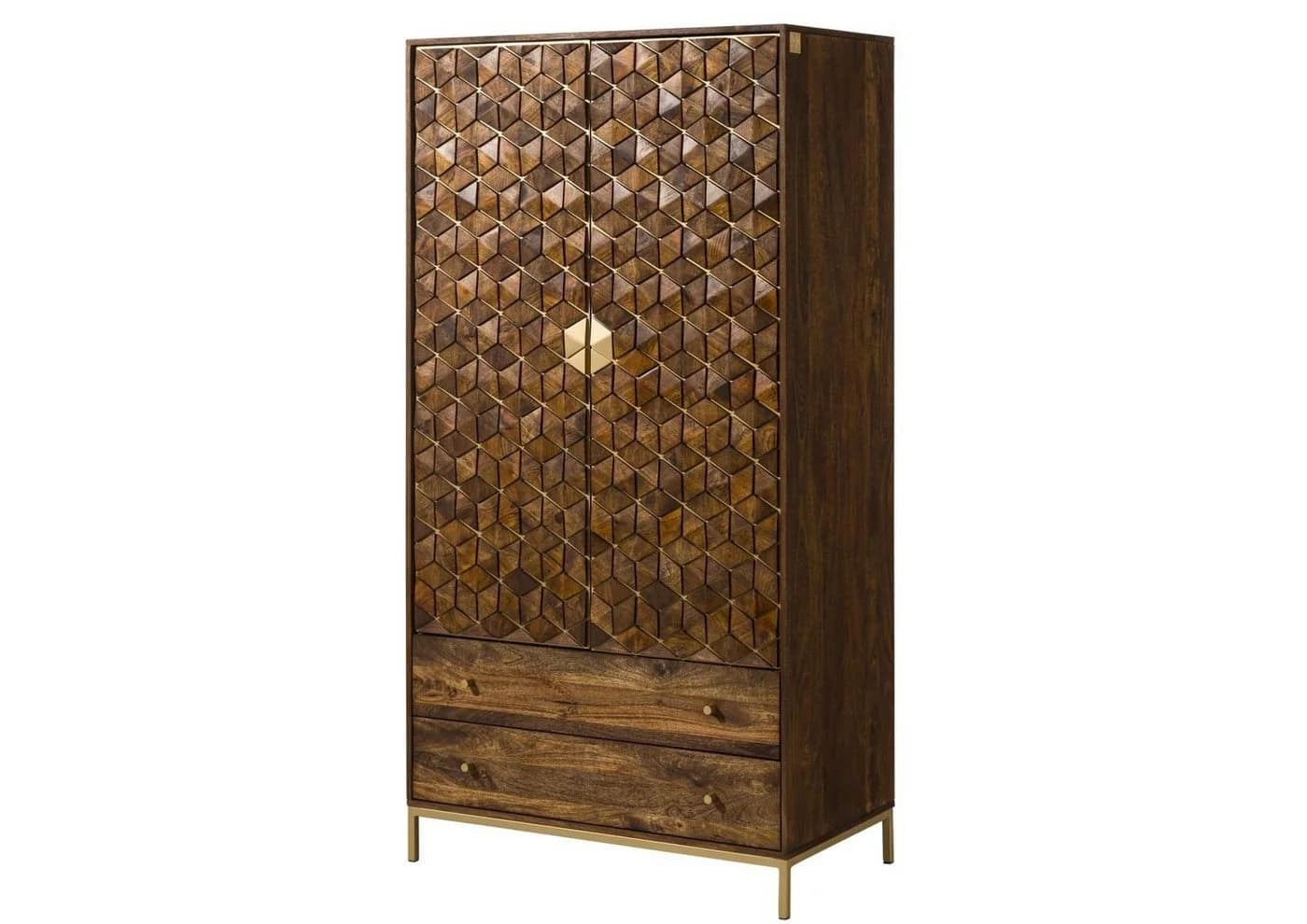 Massivmoebel24 Kleiderschrank DIAMOND Braun Art Déco - Bild 2