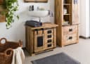 Mangoholz Waschbeckenunterschrank natur lackiert Bild 1