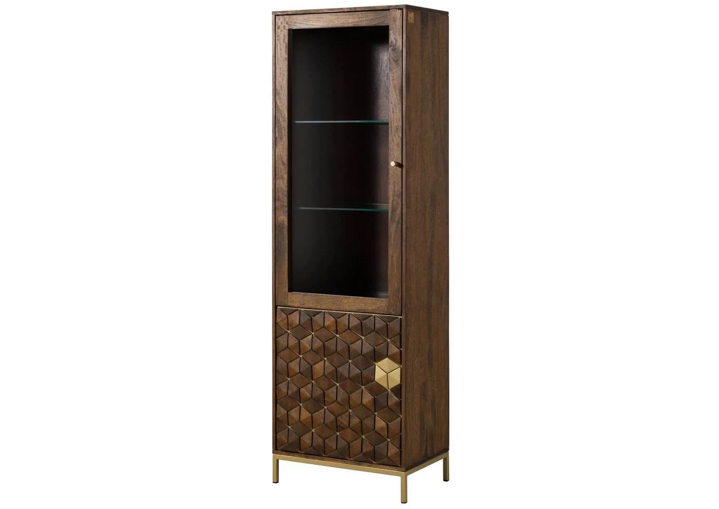 Massivmoebel24 Standvitrine DIAMOND Mango braun geölt Art Déco - Bild 2