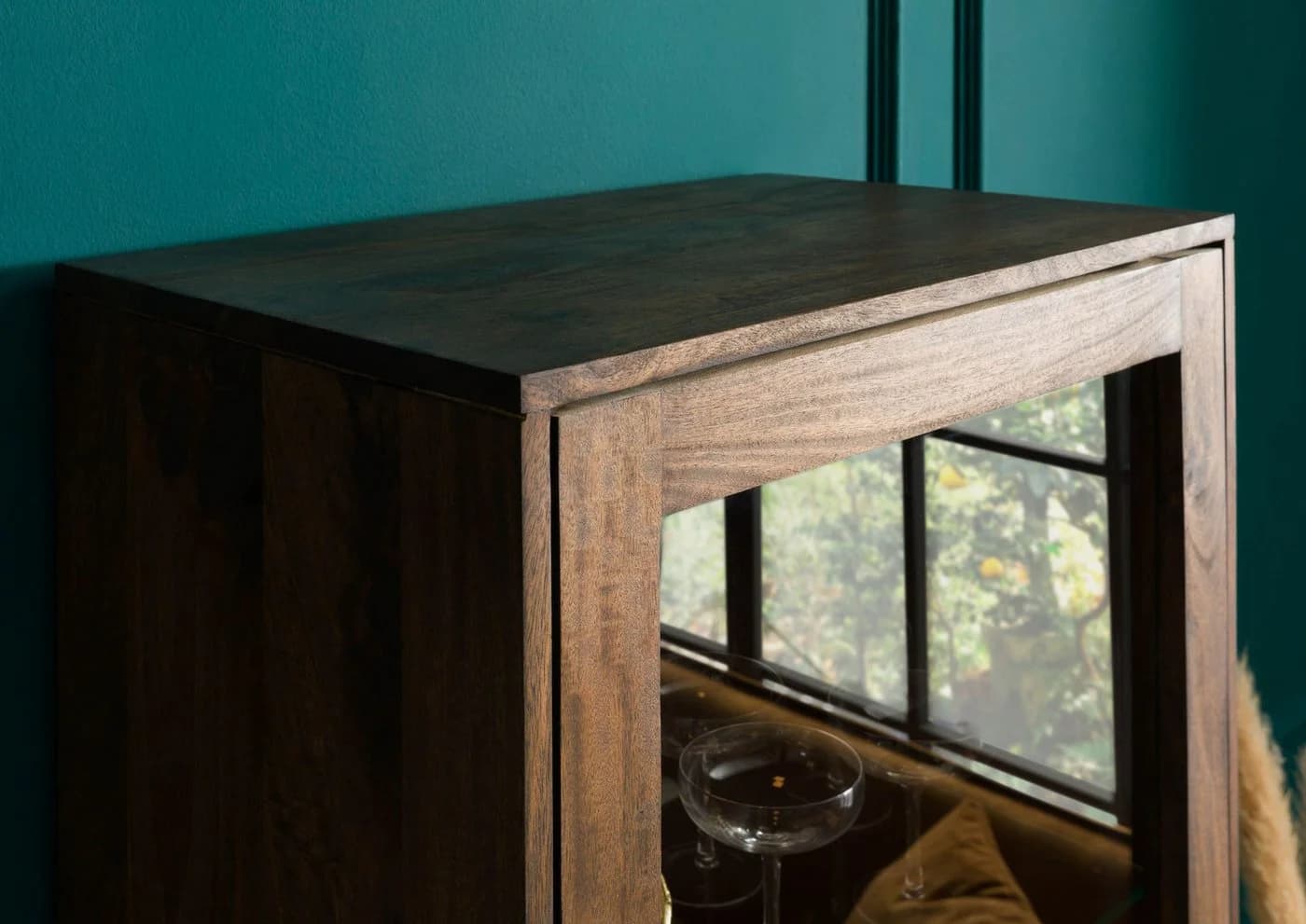 Massivmoebel24 Standvitrine DIAMOND Mango braun geölt Art Déco - Bild 4