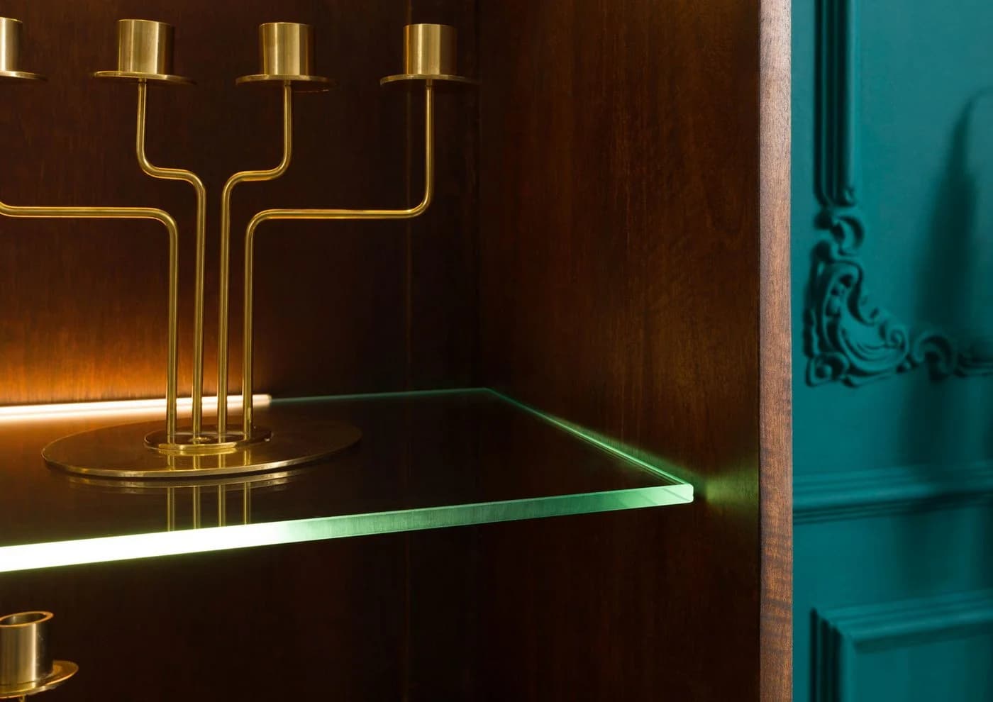 Massivmoebel24 Standvitrine DIAMOND Mango braun geölt Art Déco - Bild 5