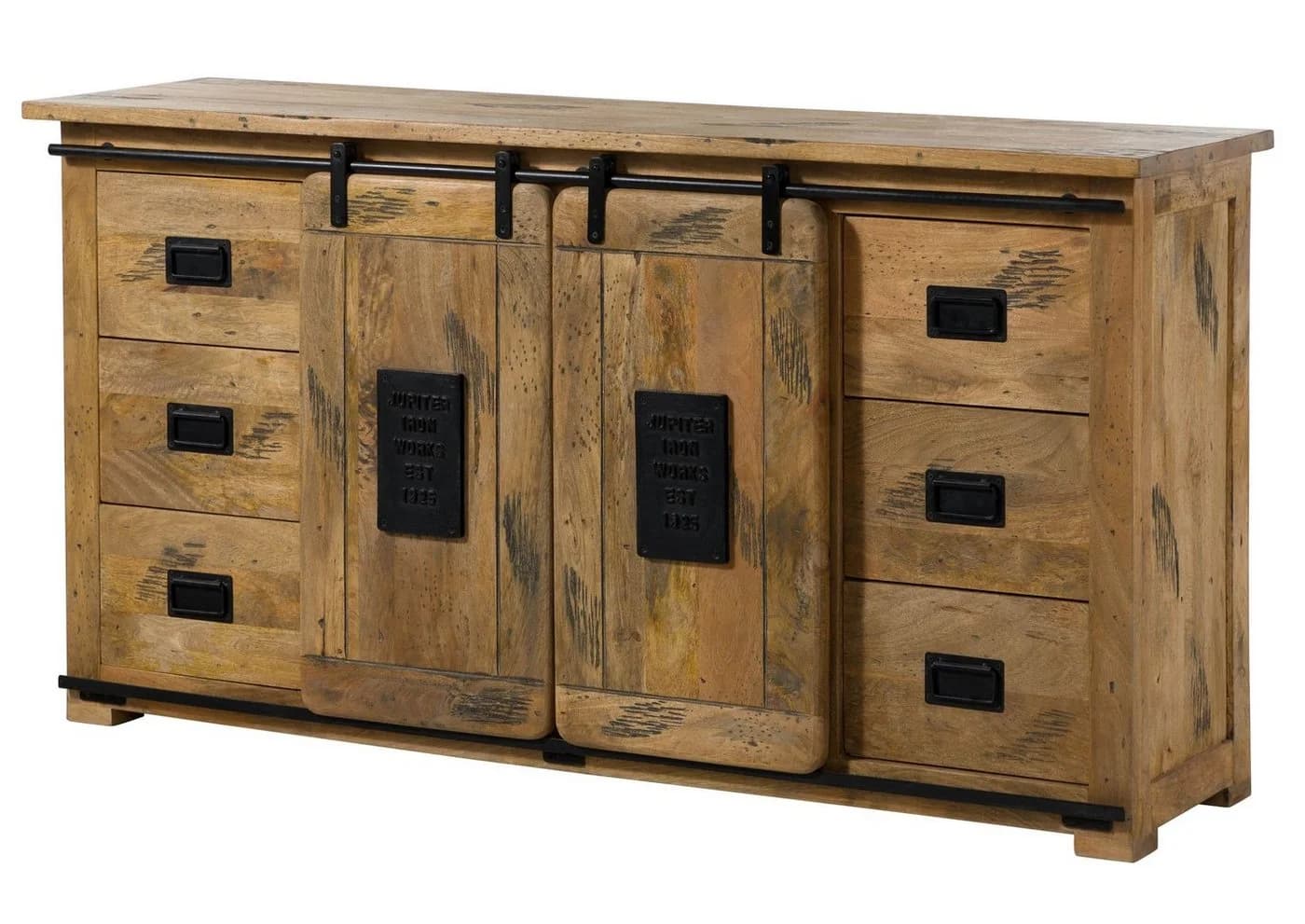 Massivmoebel24 Sideboard RAILWAY Mango Massivholz Industrial Design - Bild 2
