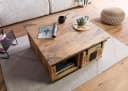 Massivmoebel24 Couchtisch RAILWAY Massivholz Couchtisch Mango 90x90x45 Natur Bild 1