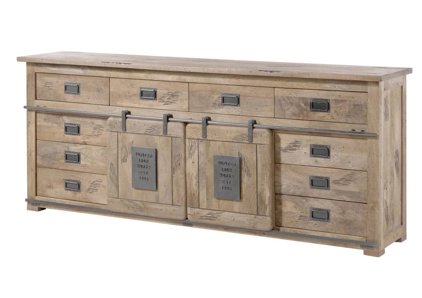 Massivmoebel24 Sideboard RAILWAY Massivholz Mango Beige/Braun Industrial - Bild 2
