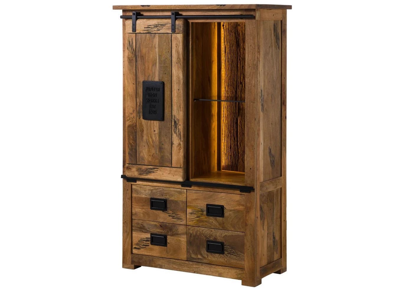 Massivmoebel24 Dreh-/Schwebetürenschrank RAILWAY LUX Mango Altholz - Bild 2