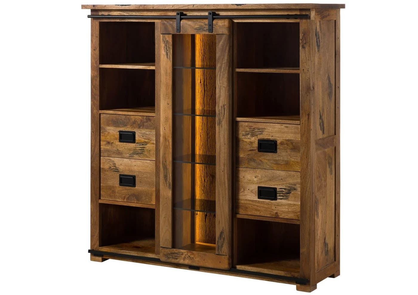Massivmoebel24 Highboard RAILWAY LUX Mangoholz Industrial Style - Bild 2