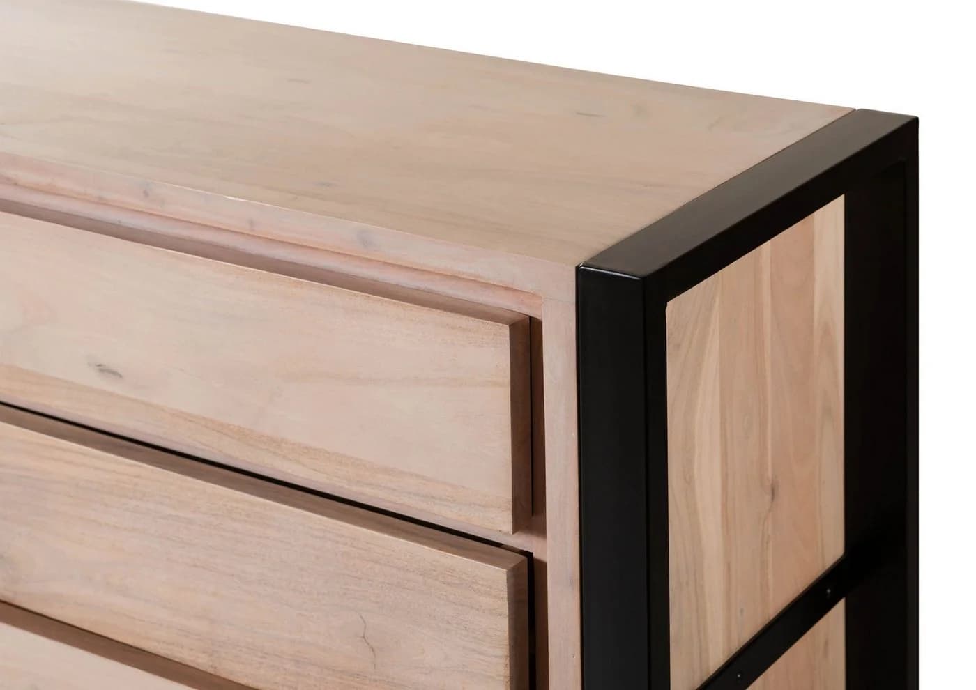 Massivmoebel24 Sideboard DENVER Massivholz Akazie Schwarz Industrial