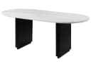 Massivmoebel24 Esstisch BARCELONA Oval Marmor Mango Schwarz/Weiß Bild 2