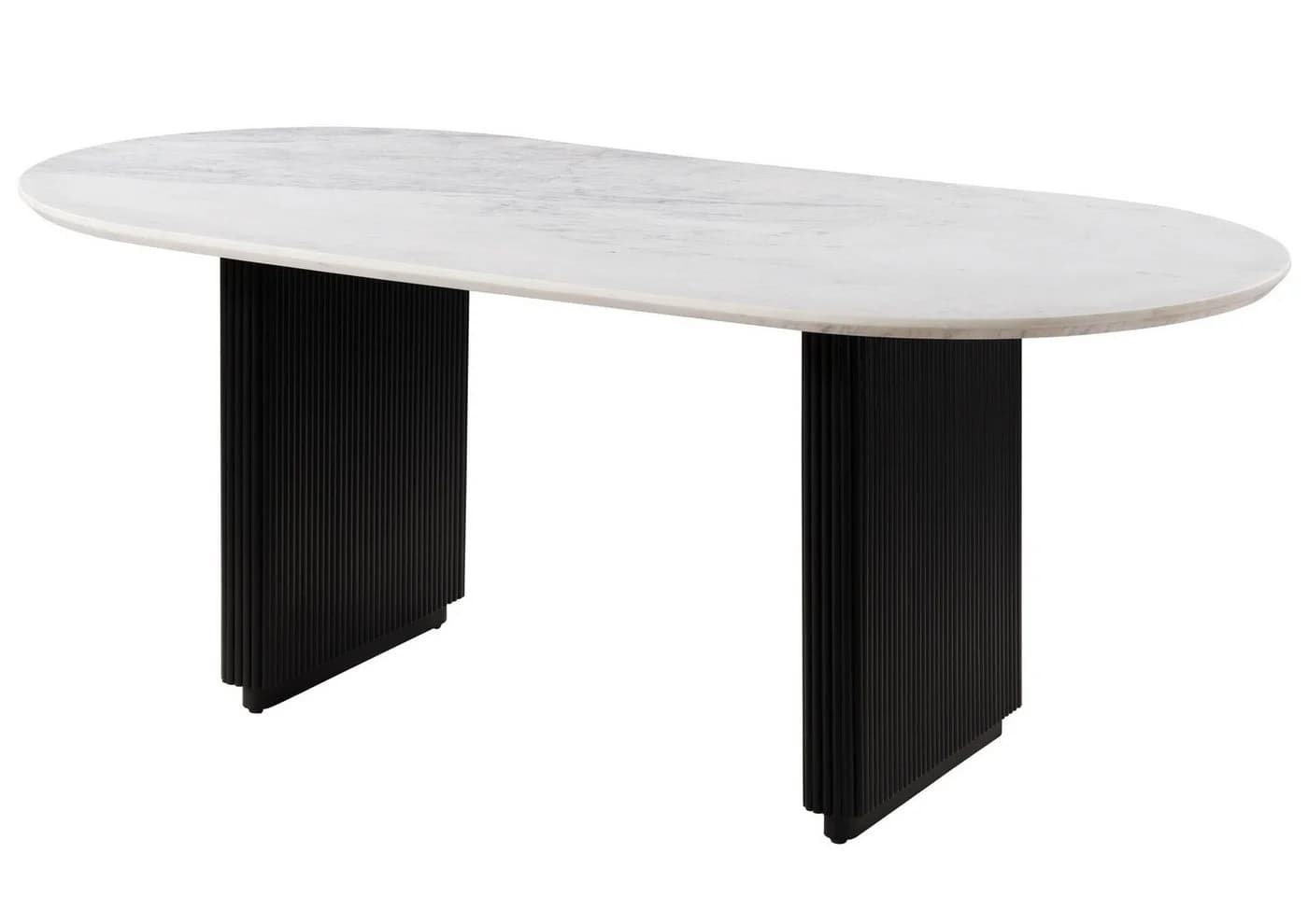 Massivmoebel24 Esstisch BARCELONA Oval Marmor Mango Schwarz/Weiß - Bild 2