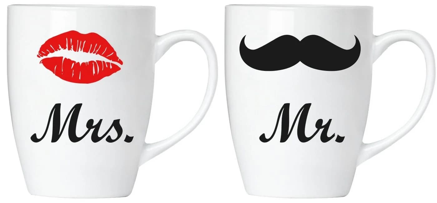 BRUBAKER Tassen 2er-Set "Mr. & Mrs." Keramik Geschenkset