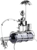 BRUBAKER Weinflaschenhalter Angler mit Sonnenschirm Silber Metall Bild 1