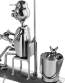 BRUBAKER Weinflaschenhalter Angler mit Sonnenschirm Silber Metall Bild 4