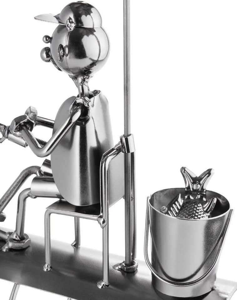 BRUBAKER Weinflaschenhalter Angler mit Sonnenschirm Silber Metall - Bild 4