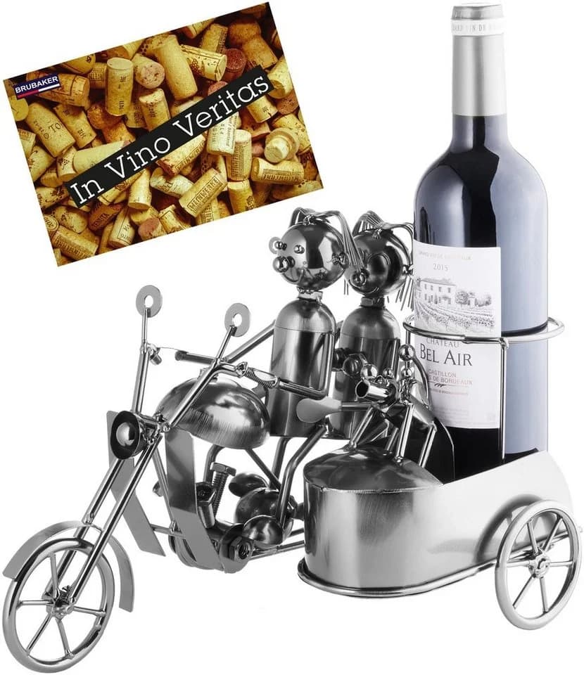 BRUBAKER Weinflaschenhalter Motorrad Paar mit Beiwagen und Hund - Bild 2