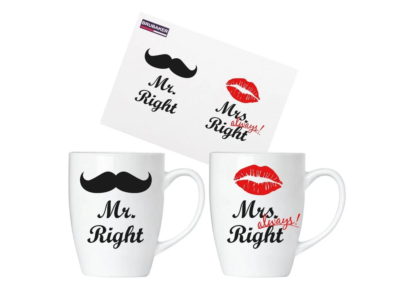 BRUBAKER Tassen-Set 2-tlg. "Mr. Right & Mrs. Always Right" Keramik - Bild 2