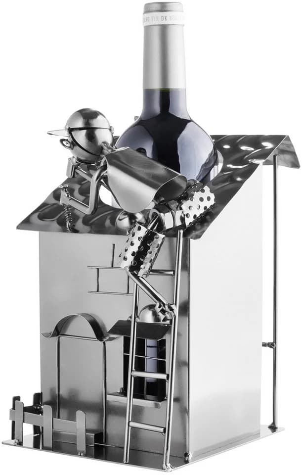BRUBAKER Weinflaschenhalter Haus mit Dachdecker Flaschenhalter Metall