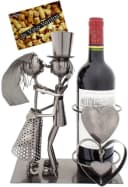 BRUBAKER Weinflaschenhalter Brautpaar Silber Metall Skulptur Bild 2