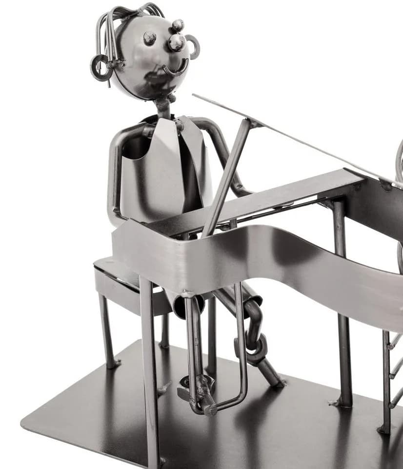 BRUBAKER Weinflaschenhalter Pianist mit Flügel Metall Skulptur - Bild 3