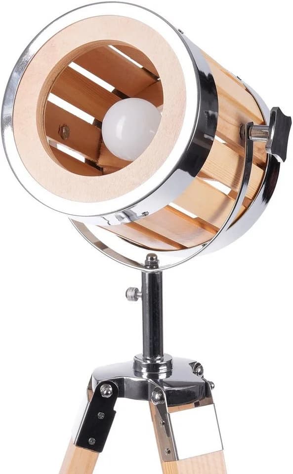 BRUBAKER Stehlampe Industrial Design Scheinwerfer Lampe Natürliche Holz Optik