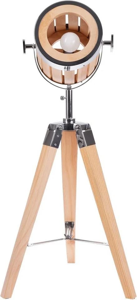 BRUBAKER Stehlampe Industrial Design Scheinwerfer Lampe Natürliche Holz Optik - Bild 3