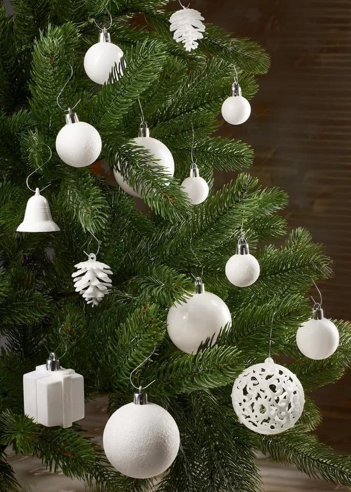 BRUBAKER 101-teiliges Weihnachtskugel-Set Cremeweiß Kunststoff - Bild 5