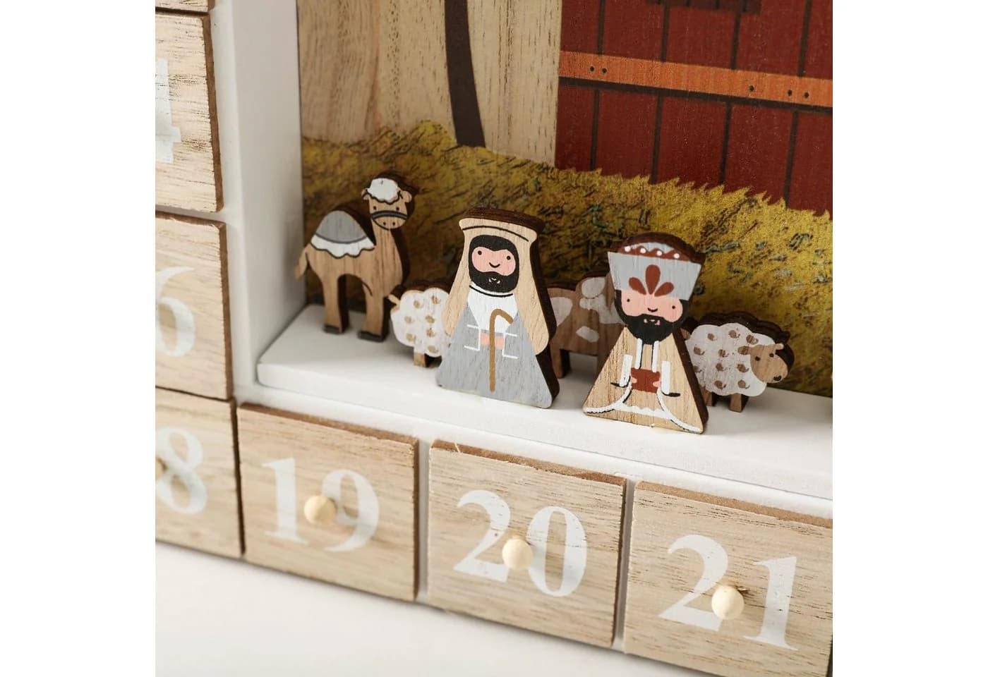 BRUBAKER Adventskalender Bibelgeschichte LED Beleuchtung Holz 31,5 cm - Bild 4