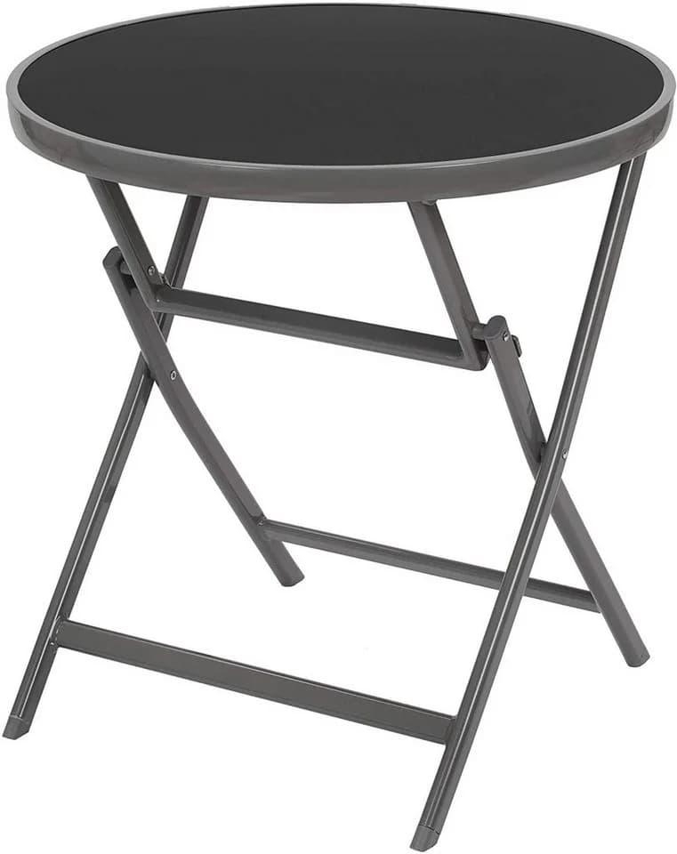 BRUBAKER Gartentisch Milano - Metall Glastisch rund klappbar 70 cm Anthrazit - Bild 2