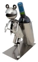 BRUBAKER Weinflaschenhalter Frosch mit Blatt Metall Skulptur Bild 3