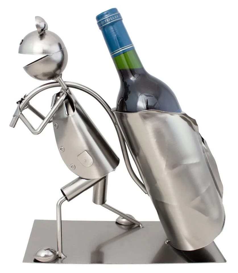 BRUBAKER Weinflaschenhalter Frosch mit Blatt Metall Skulptur - Bild 4