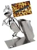BRUBAKER Weinflaschenhalter Frosch mit Blatt Metall Skulptur Bild 5