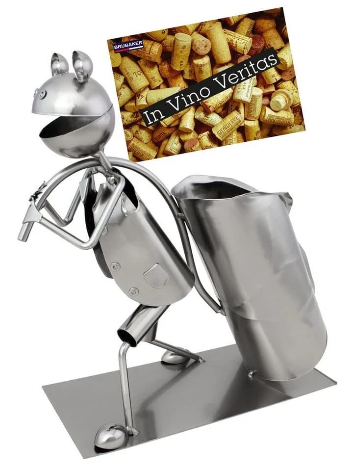 BRUBAKER Weinflaschenhalter Frosch mit Blatt Metall Skulptur - Bild 5