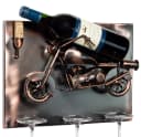 BRUBAKER Weinflaschenhalter Wand Motorrad Metall Silber Bild 1