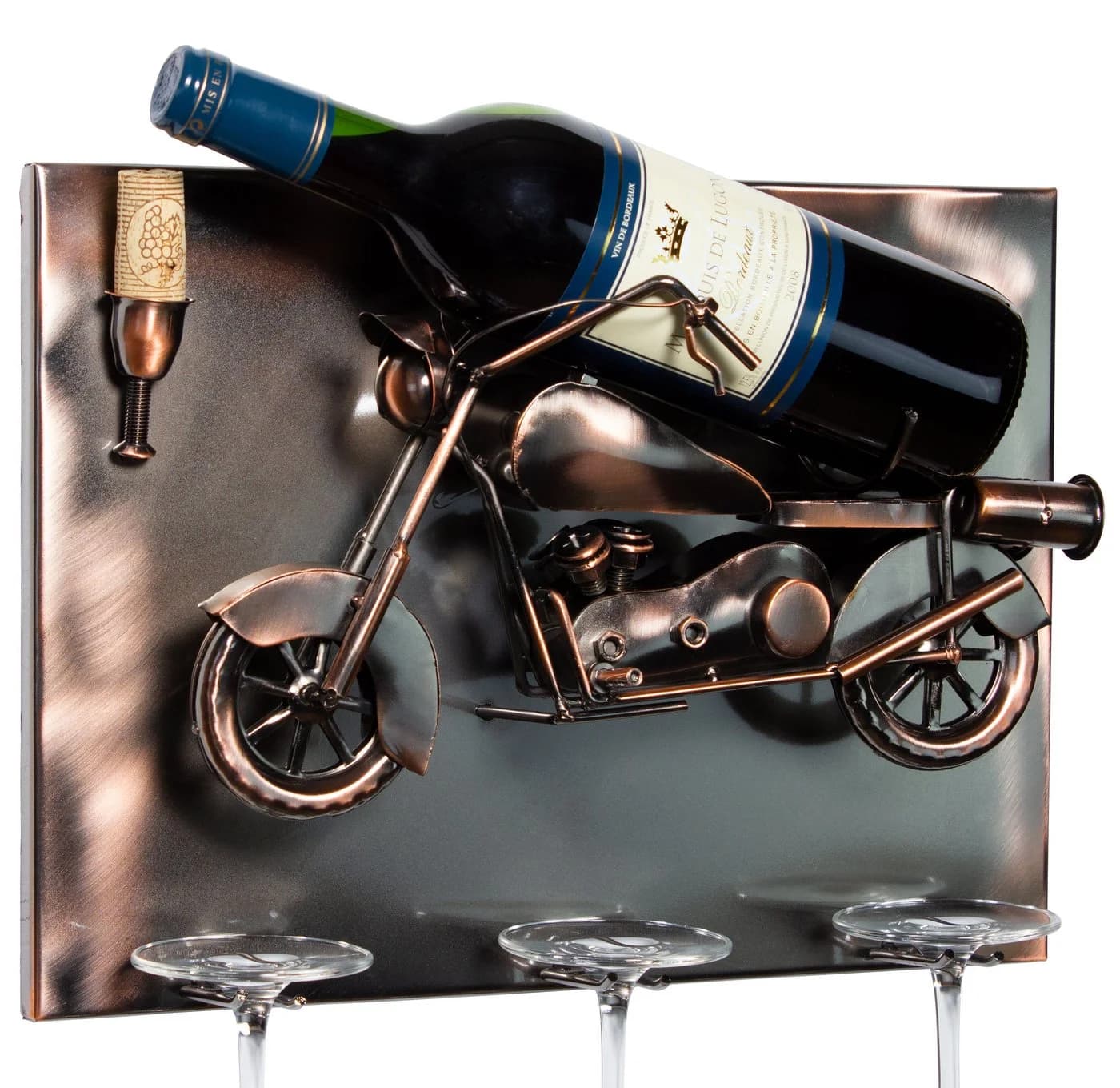 BRUBAKER Weinflaschenhalter Wand Motorrad Metall Silber