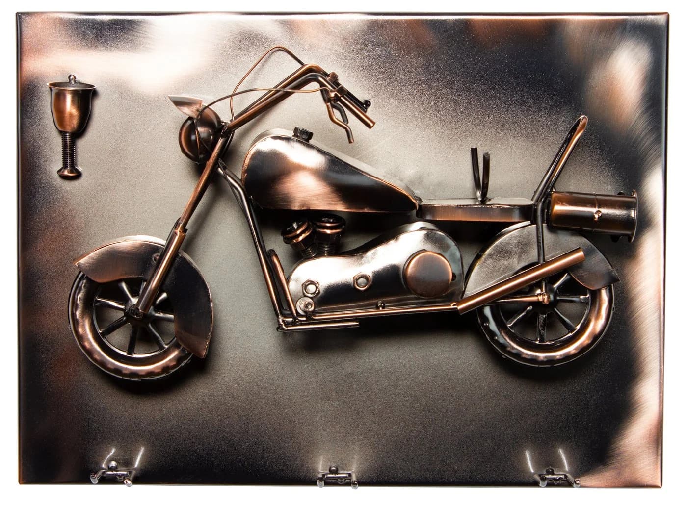 BRUBAKER Weinflaschenhalter Wand Motorrad Metall Silber - Bild 3