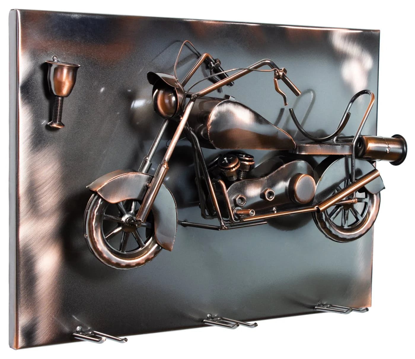 BRUBAKER Weinflaschenhalter Wand Motorrad Metall Silber - Bild 5