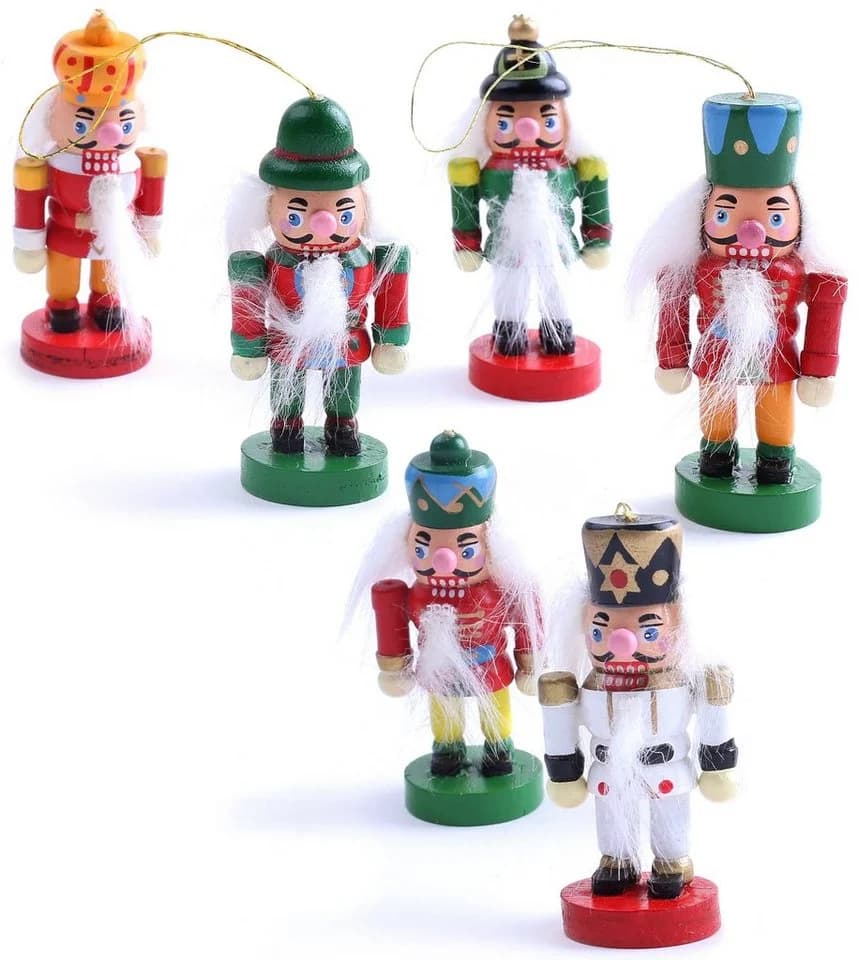 BRUBAKER Christbaumschmuck Nussknacker 6-tlg. Handbemalt Holz