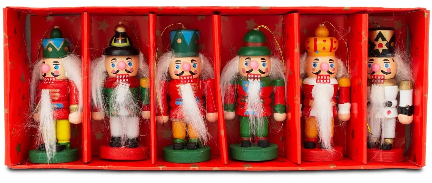 BRUBAKER Christbaumschmuck Nussknacker 6-tlg. Handbemalt Holz - Bild 3