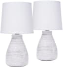 BRUBAKER Tischleuchte Landhaus Shabby Chic Weiß Steinoptik Bild 2