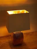 BRUBAKER Tischleuchte Nachttischlampe Gold Keramikfuß Bild 1