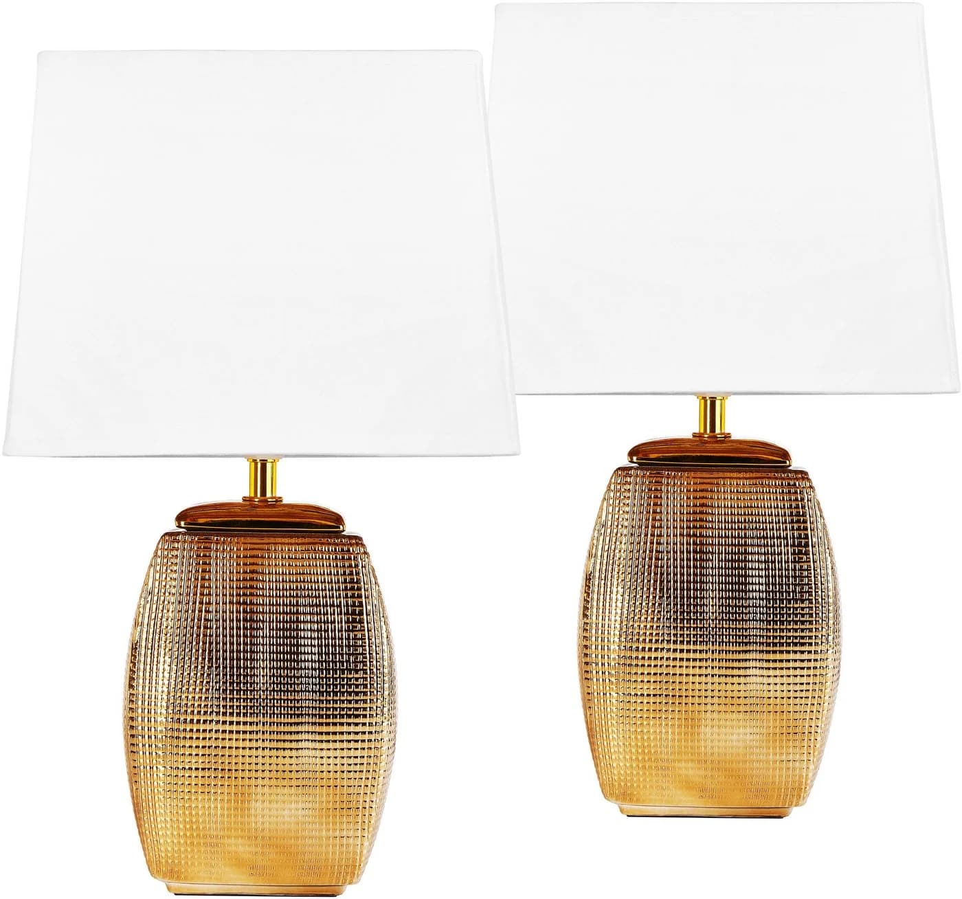 BRUBAKER Tischleuchte Nachttischlampe Gold Keramikfuß - Bild 2