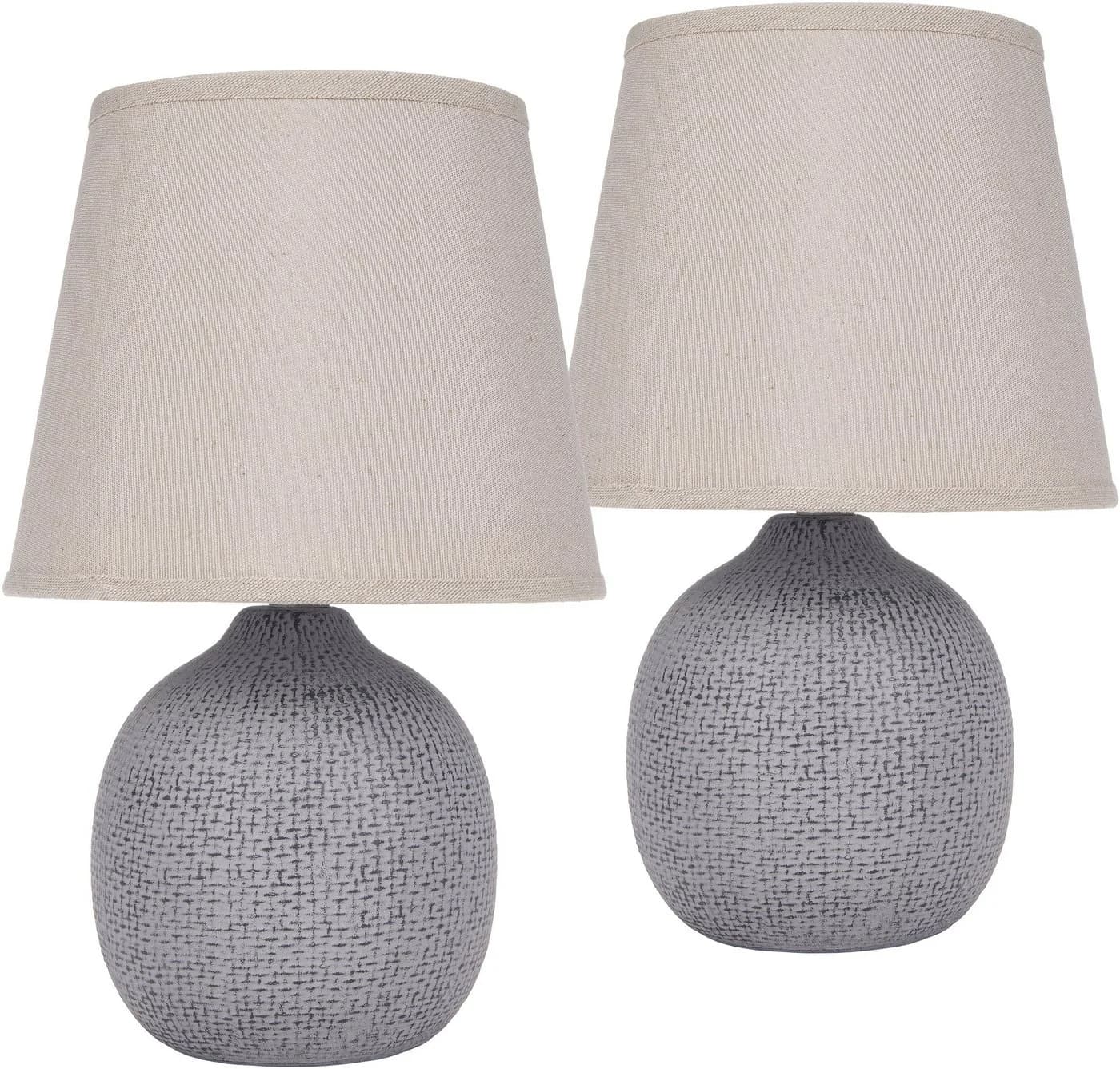 BRUBAKER Tischleuchte Grau Beige Keramik Leinen Modern - Bild 2