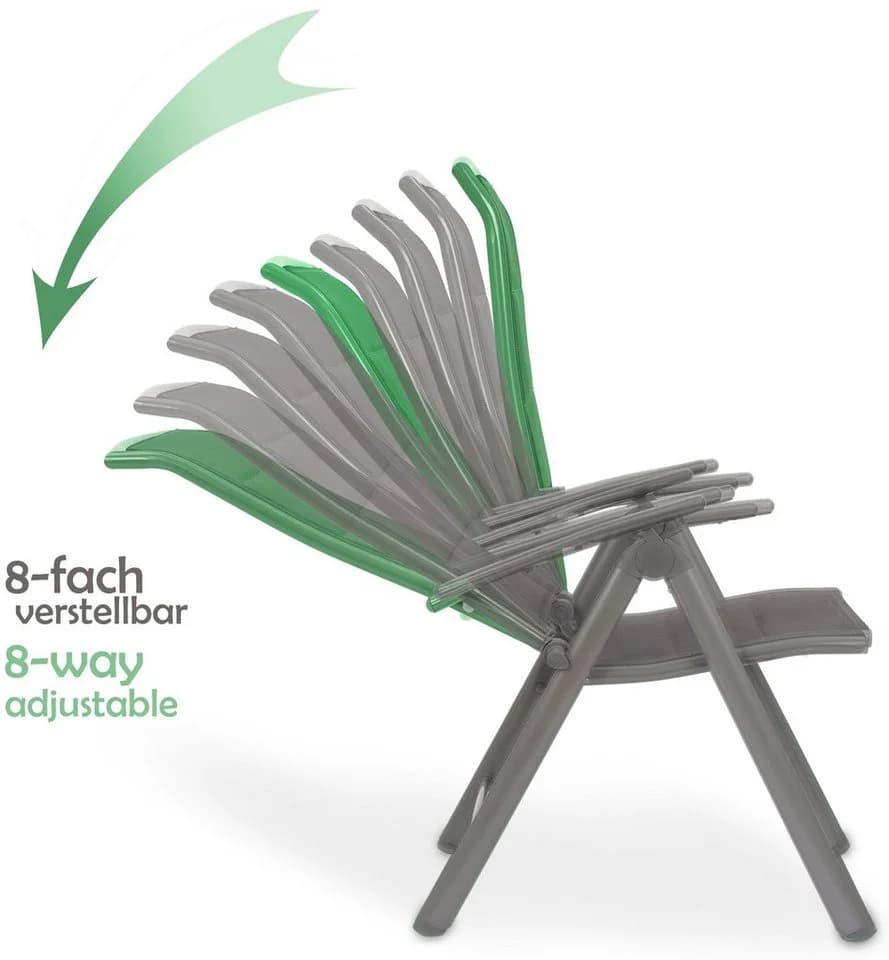 BRUBAKER Gartenstuhl Milano - Gepolsterter Klappstuhl Aluminium Anthrazit/Silber