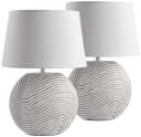 BRUBAKER Nachttischlampe 2er Set Zen Garden Weiß Keramik Jute Bild 2