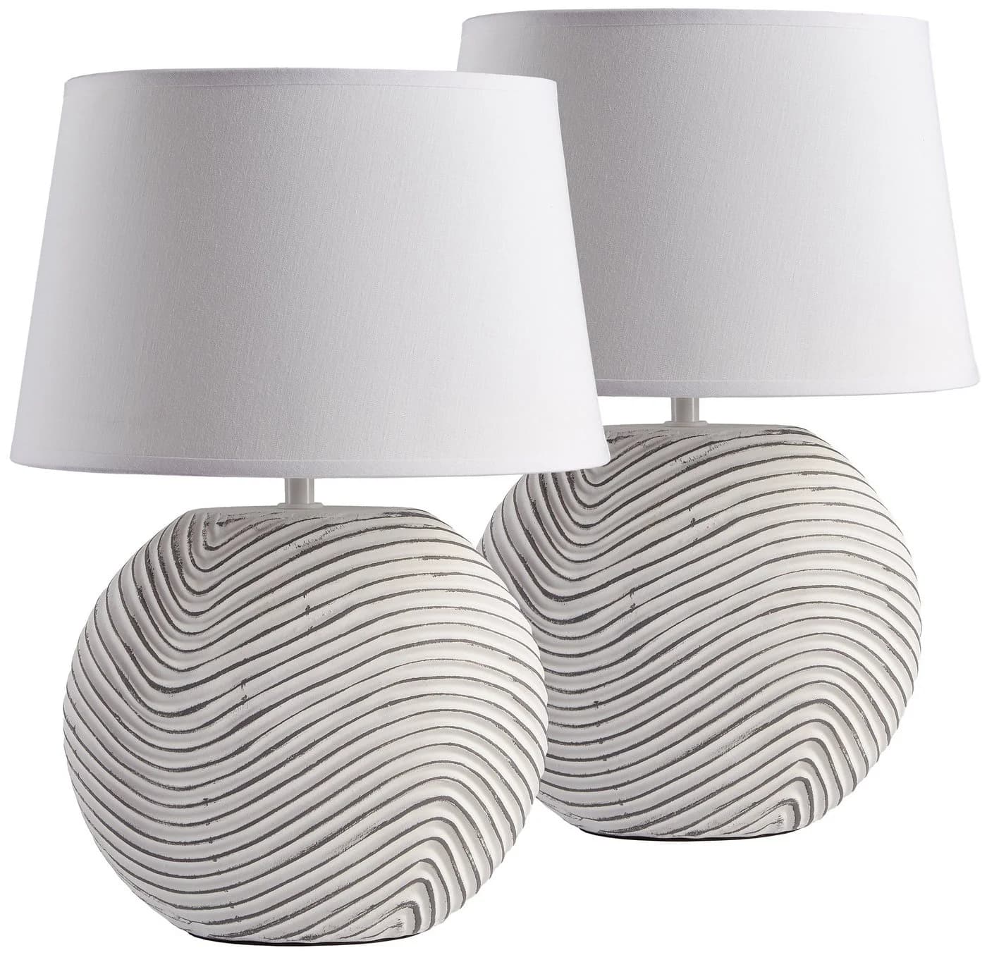 BRUBAKER Nachttischlampe 2er Set Zen Garden Weiß Keramik Jute - Bild 2